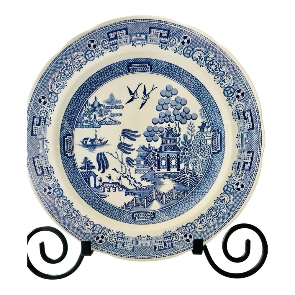 Spode Blue Room Willow Plate Blue White Transferware England Vintage